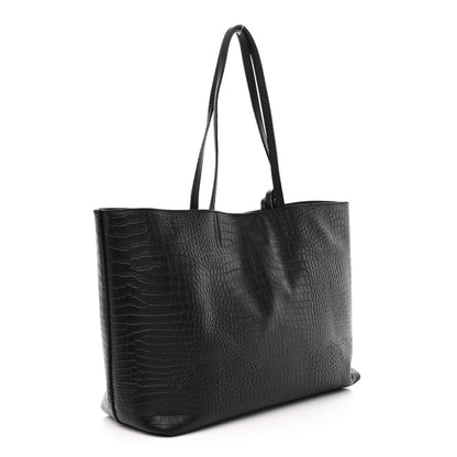 Jimmy Choo Calfskin Crocodile Embossed Nine2Five East West Tote Black 4 of 13
