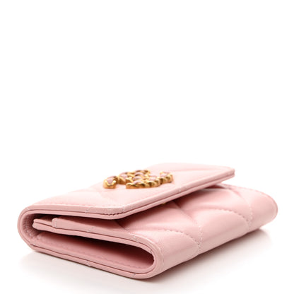Chanel Lambskin Quilted Chanel 19 Flap Card Holder Light Pink 4 of 9