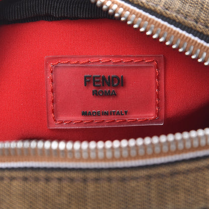 Fendi Jacquard Vitello Century Pequin Logo Plate Small Crossbody Messenger Tobacco Moro Black 6 of 9