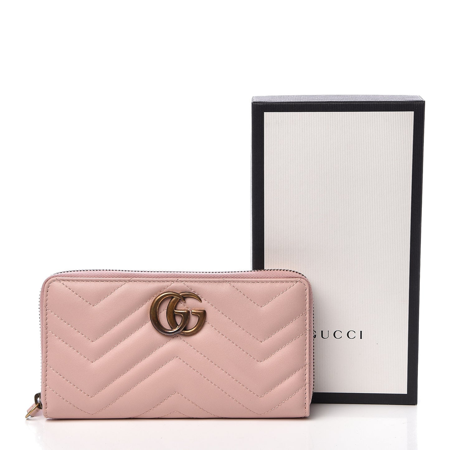 Calfskin Matelasse GG Marmont Zip Around Wallet Perfect Pink