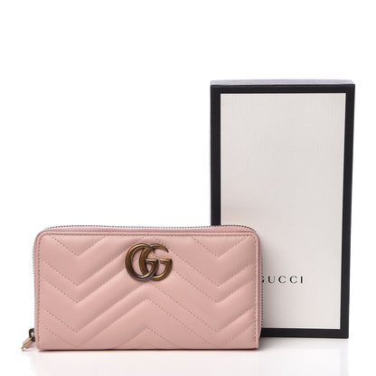 Gucci Calfskin Matelasse GG Marmont Zip Around Wallet Perfect Pink 9 of 9