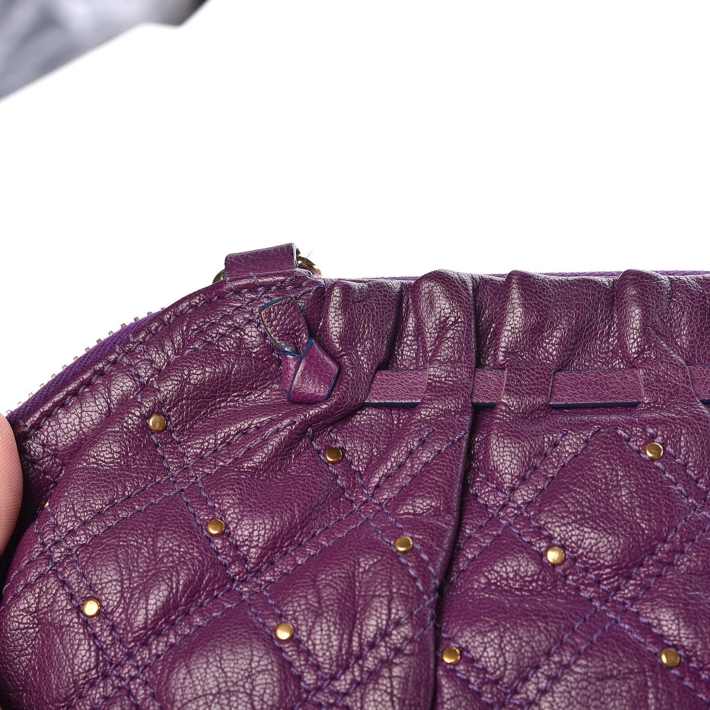 Calfskin Quilted Stardust Shoulder Bag Purple