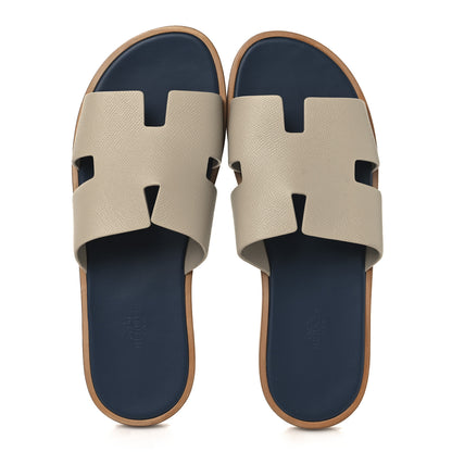 Hermes Epsom Mens Izmir Sandals 43 Blanc Gomme Bleu Celeste 2 of 9