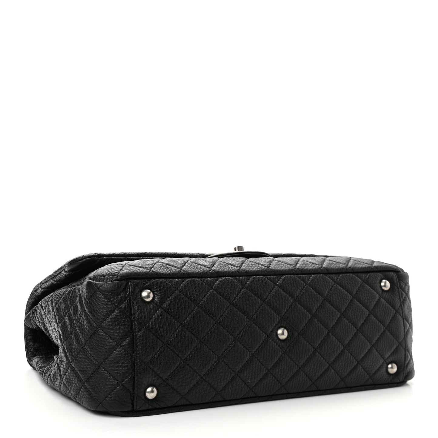 Calfskin Quilted XXL Travel Flap Bag Black
