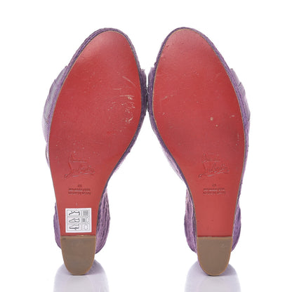 Christian Louboutin Grosgrain Cataribbon Espadrille Wedges 40 Purple 7 of 13