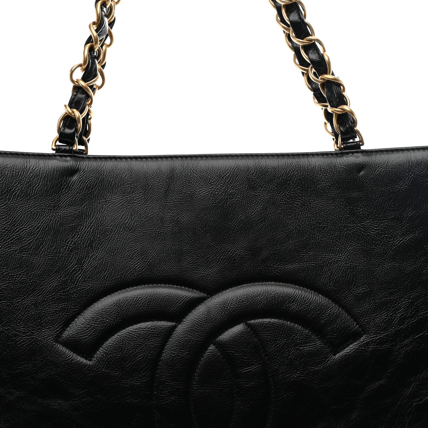 Chanel Shiny Aged Calfskin Shopping Bag Black 8 of 10