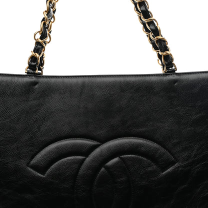 Chanel Shiny Aged Calfskin Shopping Bag Black 8 of 10