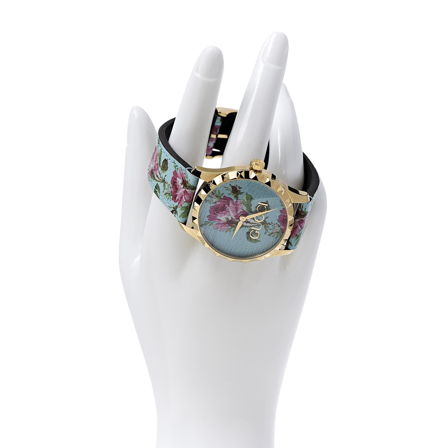 Gucci Stainless Steel Calfskin 38mm G-Timeless Floral Quartz Watch Blue 2 of 8