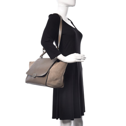 Celine Drummed Calfskin Suede Medium Trapeze Souris 3 of 19