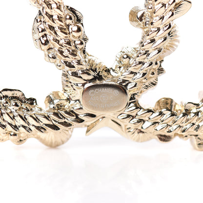Chanel Crystal Pearl CC Charms Brooch Gold 4 of 5
