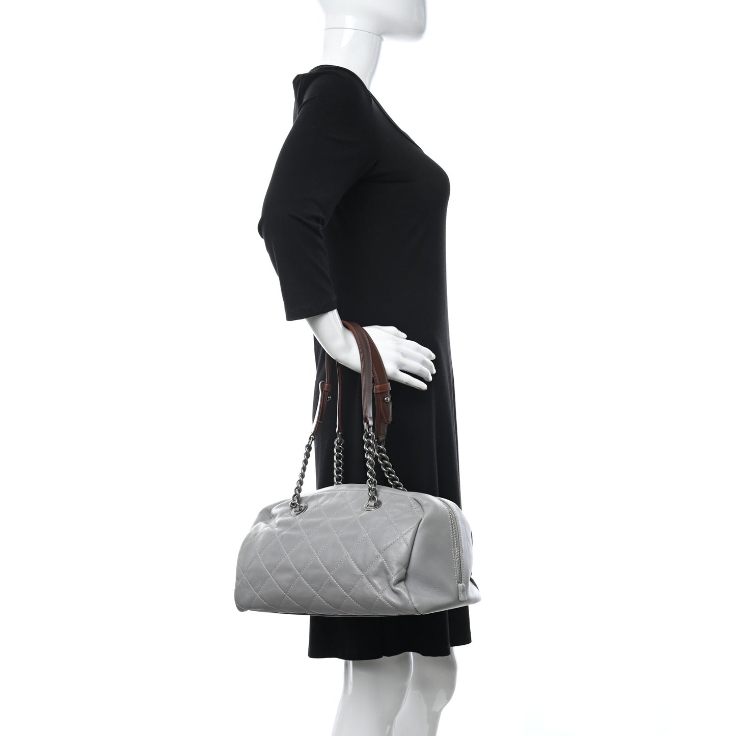 Calfskin Quilted Country Chic Bowler Grey