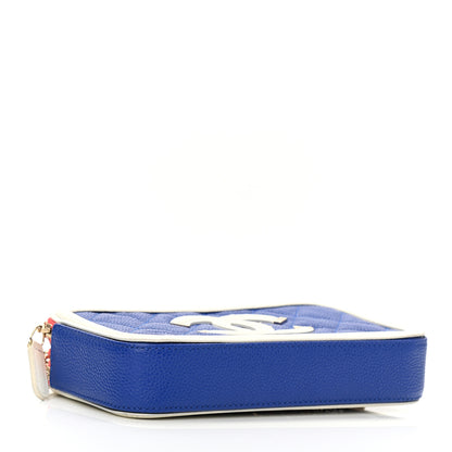 Chanel Caviar Quilted CC Filigree Clutch With Chain Blue White Red 4 of 11