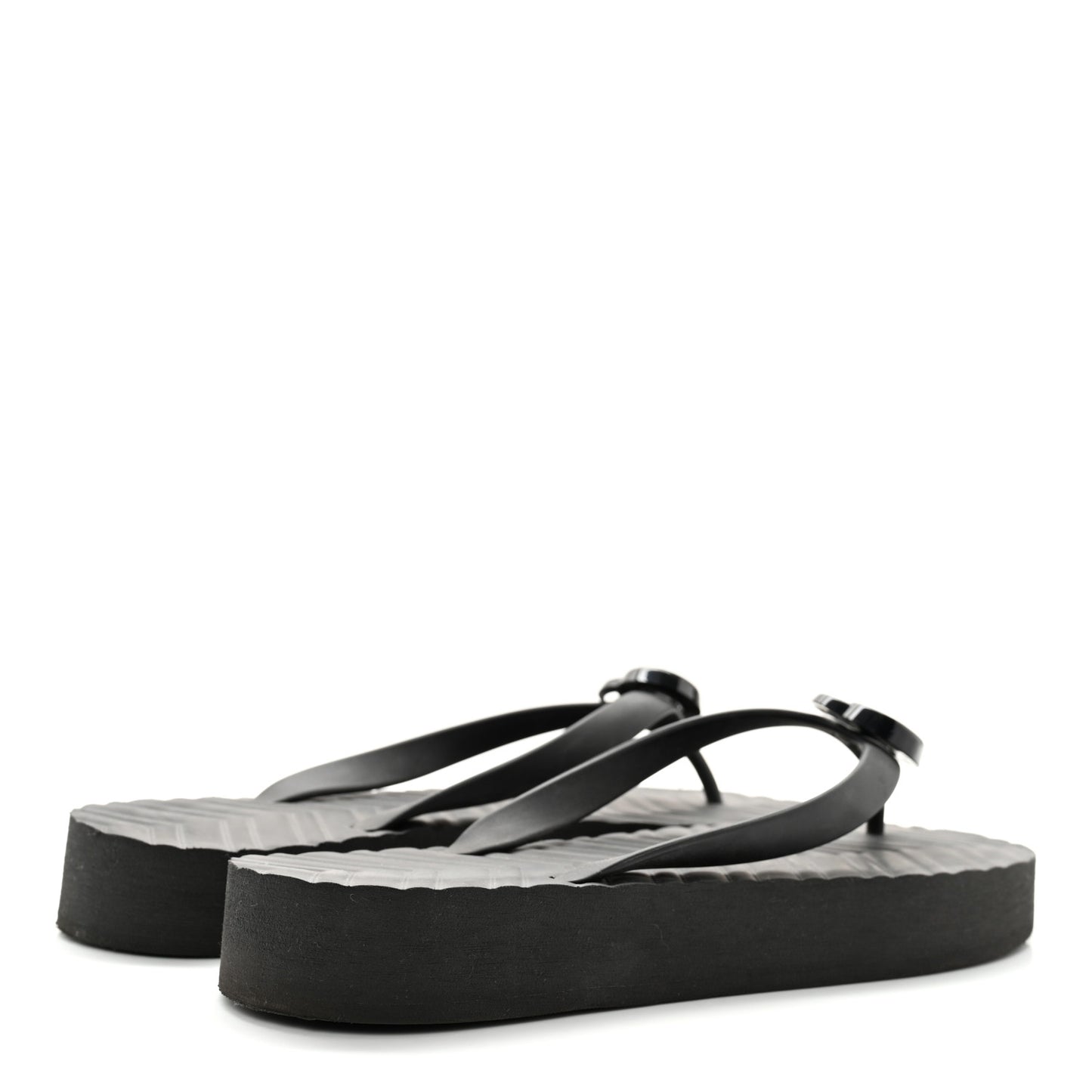 Rubber Chevron Womens GG Thong Sandals 42 Black