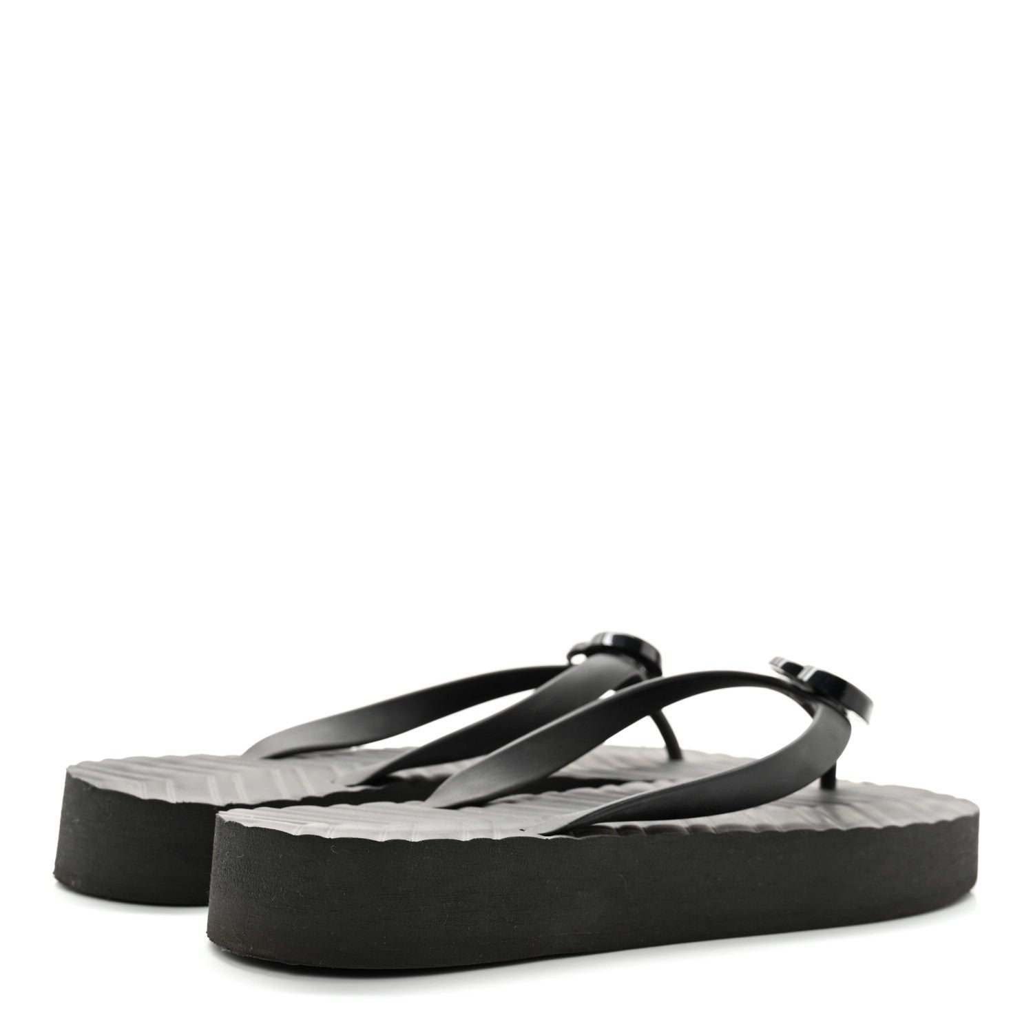 Gucci Rubber Chevron Womens GG Thong Sandals 42 Black 4 of 10