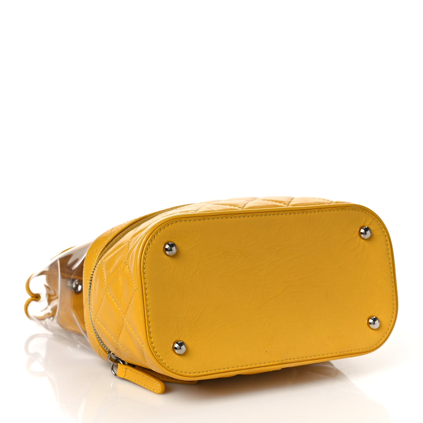 Crumpled Calfskin PVC Quilted Backpack Yellow