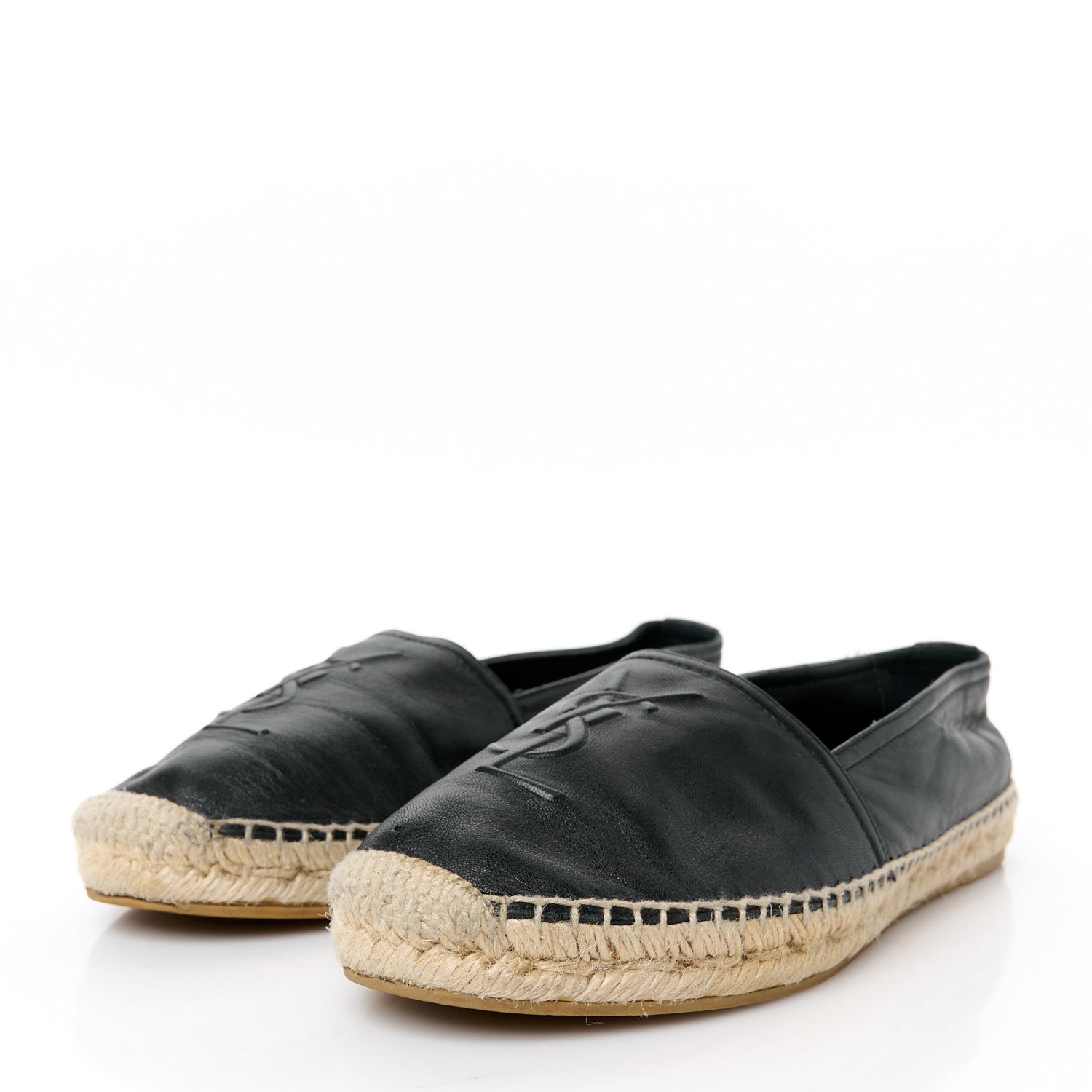 Saint Laurent Lambskin Monogram Espadrilles 38 Black 3 of 9