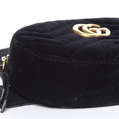 Gucci Velvet Matelasse GG Marmont Belt Bag 95 38 Black 8 of 10