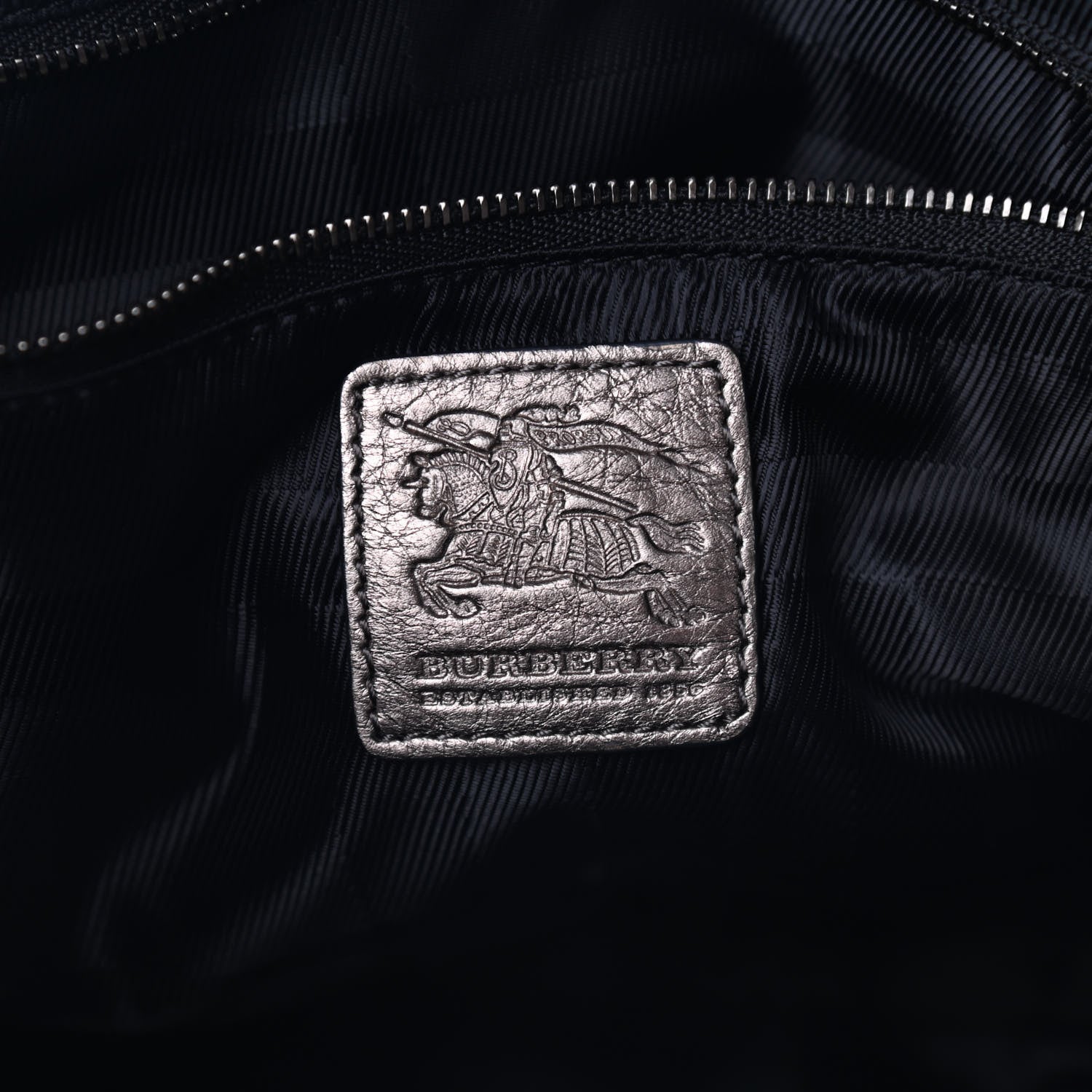 Burberry Metallic Calfskin House Check Tote Pewter 6 of 8