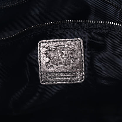 Burberry Metallic Calfskin House Check Tote Pewter 6 of 8