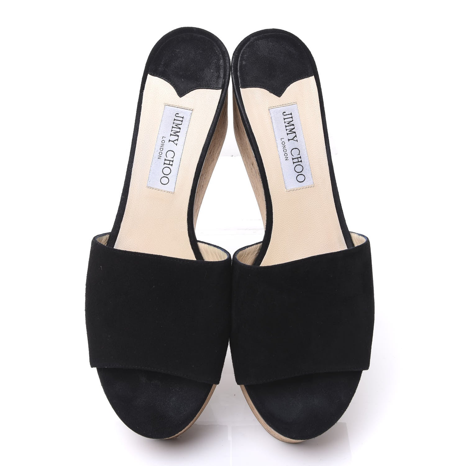 Jimmy Choo Suede Cork DeeDee Platform Wedge Slide Sandals 40 Black 5 of 9