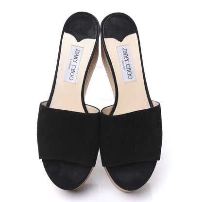 Jimmy Choo Suede Cork DeeDee Platform Wedge Slide Sandals 40 Black 5 of 9