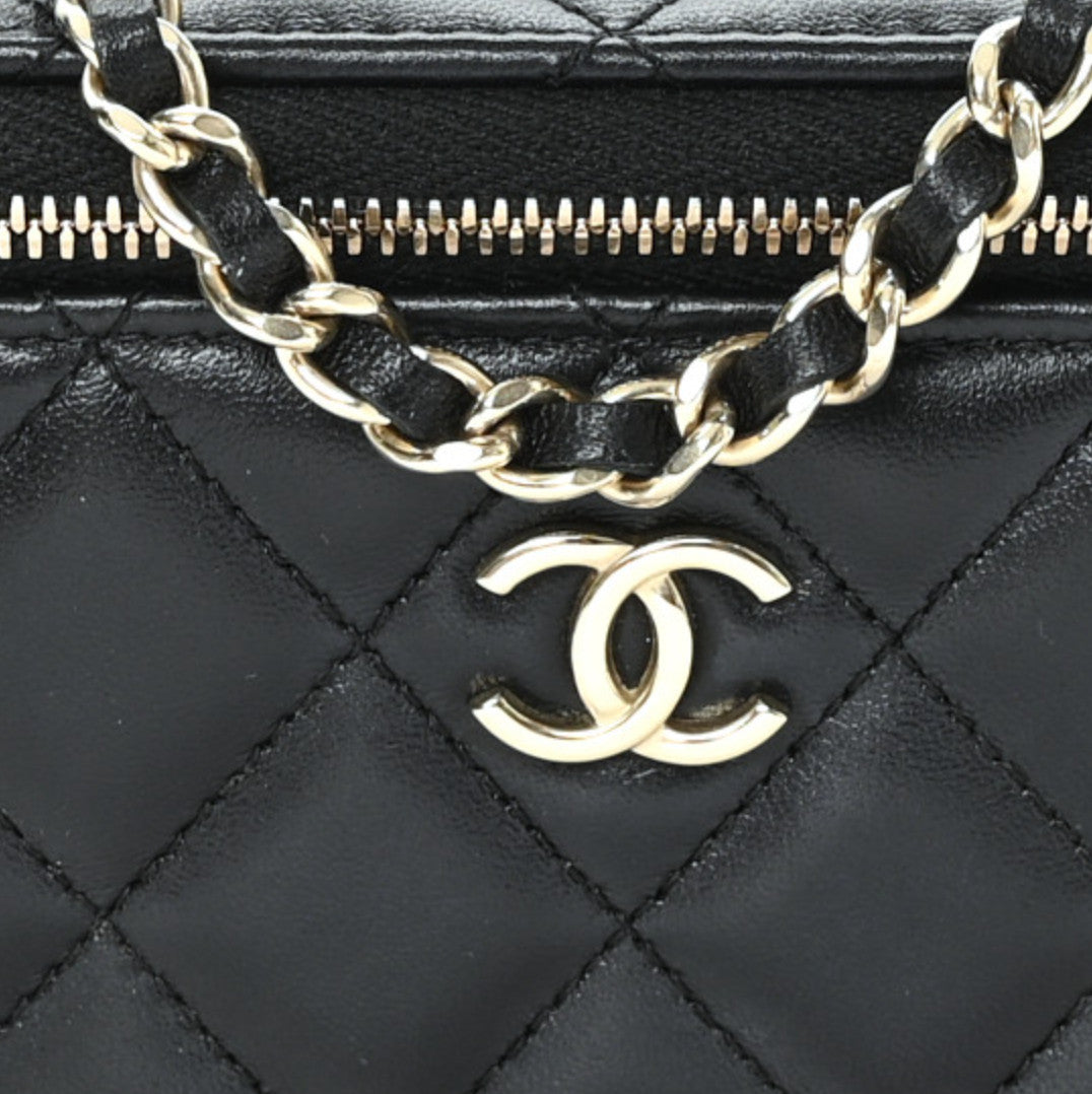 Chanel Lambskin Quilted Small Top Handle Vanity Case With Chain Black 8 of 12