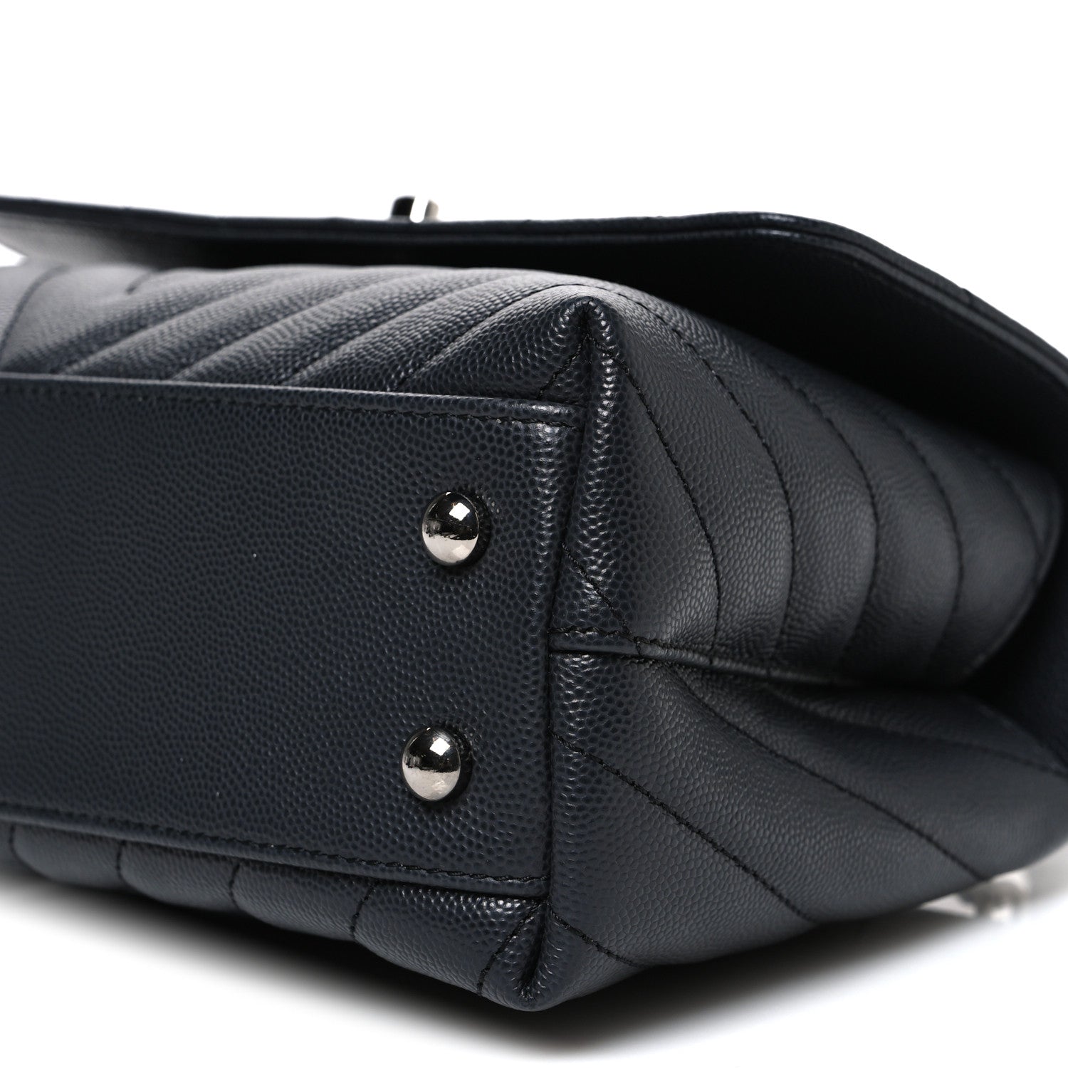 Chanel Caviar Chevron Quilted Mini Coco Handle Flap Dark Grey 10 of 10
