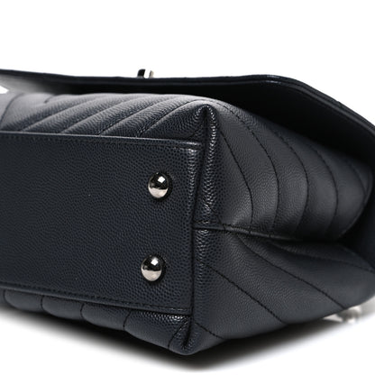 Chanel Caviar Chevron Quilted Mini Coco Handle Flap Dark Grey 10 of 10