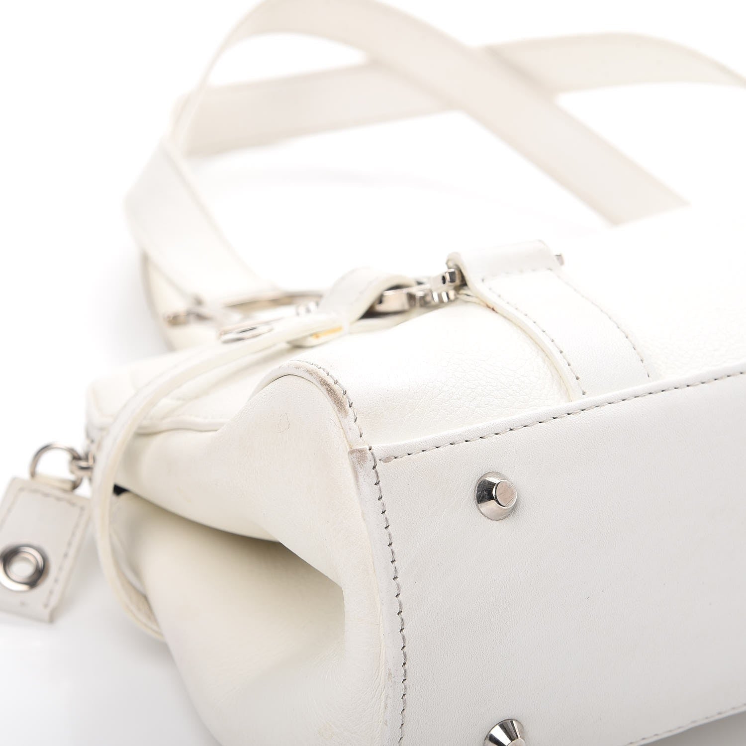 Christian Dior Calfskin Logo Charms Boston White 11 of 14