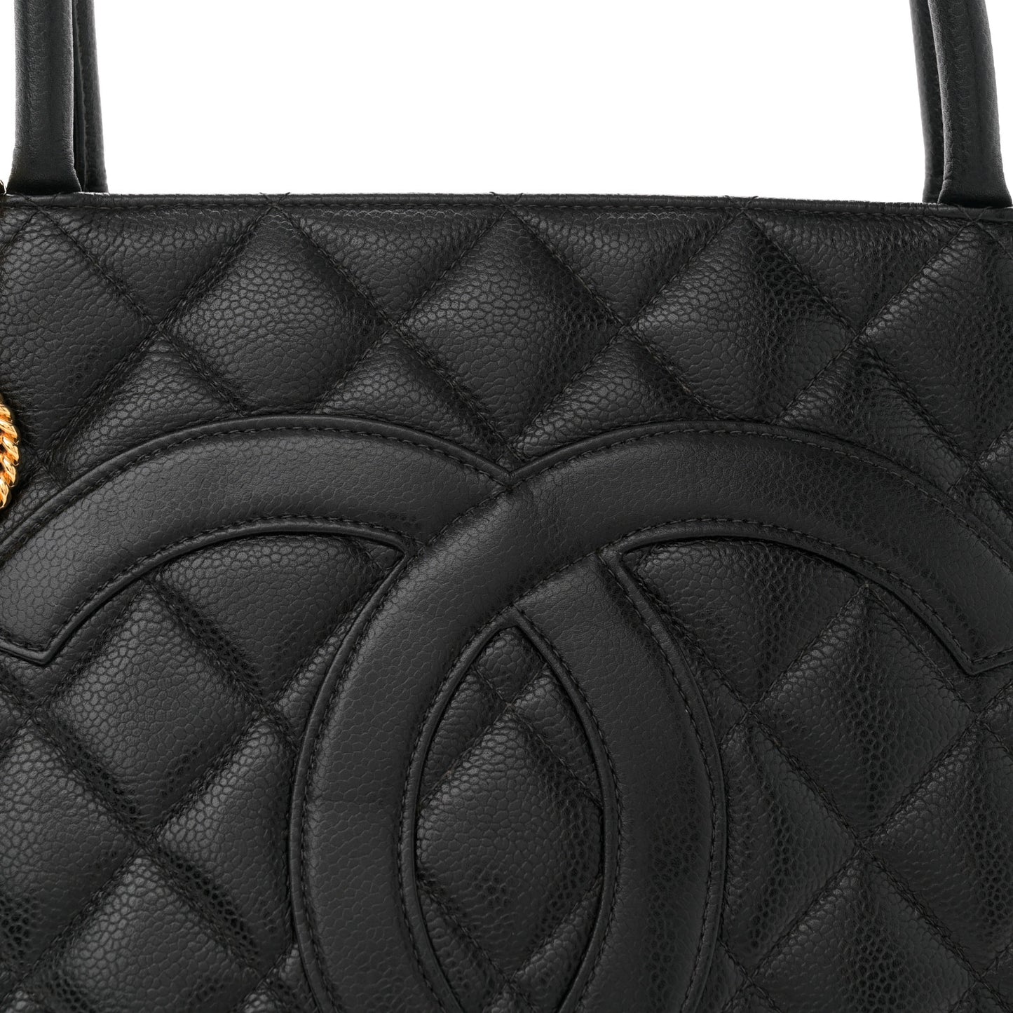 Caviar Quilted Medallion Tote Black
