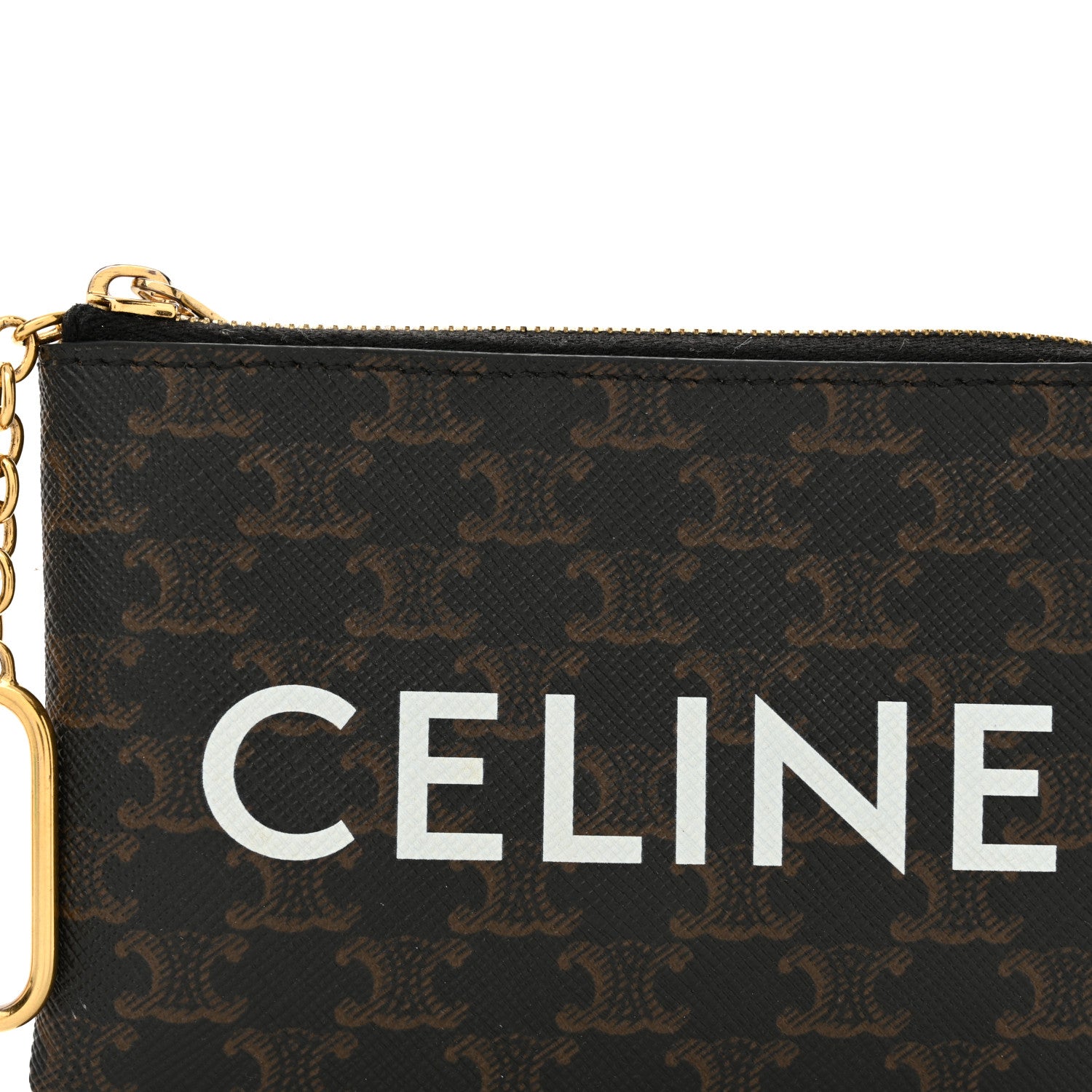 Celine Triomphe Canvas Logo Coin and Card Pouch With Hook Black 10 of 13