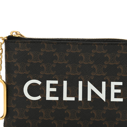 Celine Triomphe Canvas Logo Coin and Card Pouch With Hook Black 10 of 13