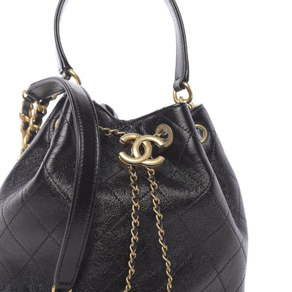 Chanel Shiny Lambskin Quilted Drawstring Bag Black 8 of 11