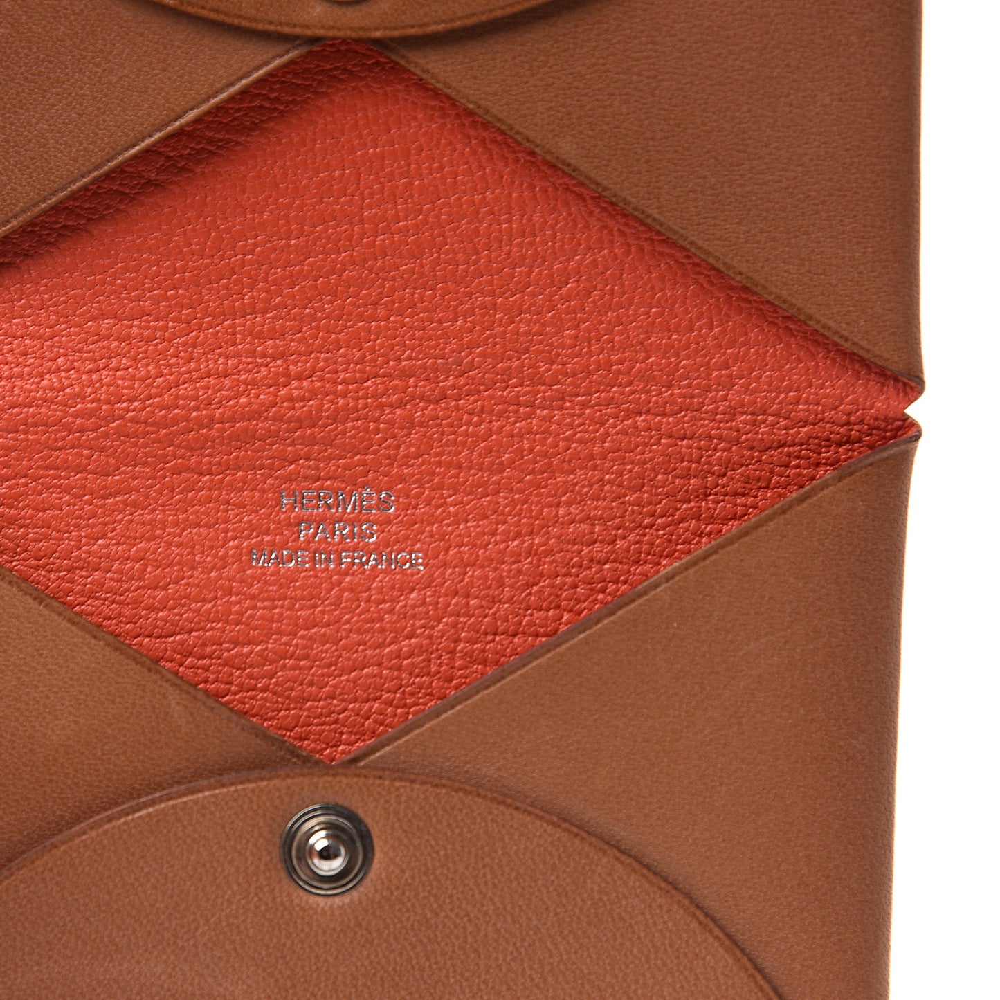 Barenia Calvi Card Case Fauve Orange Poppy