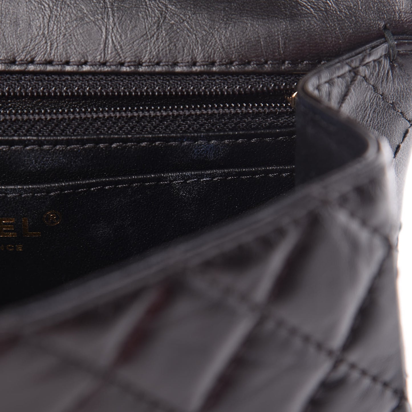 Aged Calfskin Quilted 2.55 Reissue 224 Flap Black