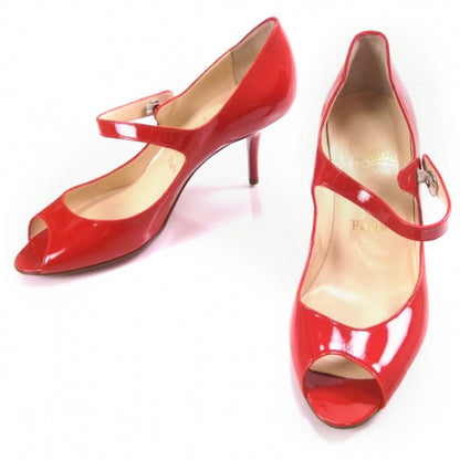 Christian Louboutin Patent Mary Jane Peep Toes 39 Red 1 of 6