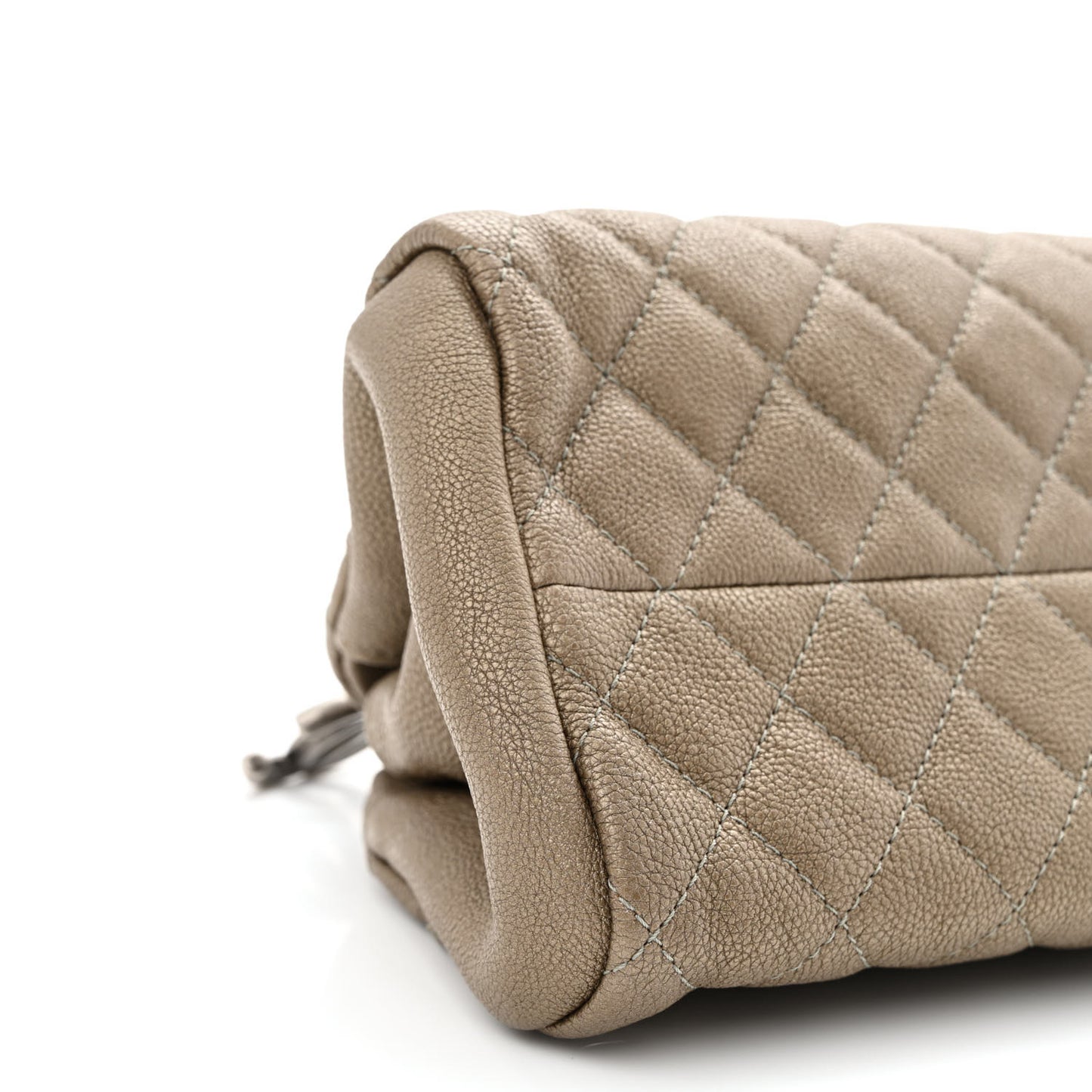 Metallic Caviar Quilted Small Just Mademoiselle Beige