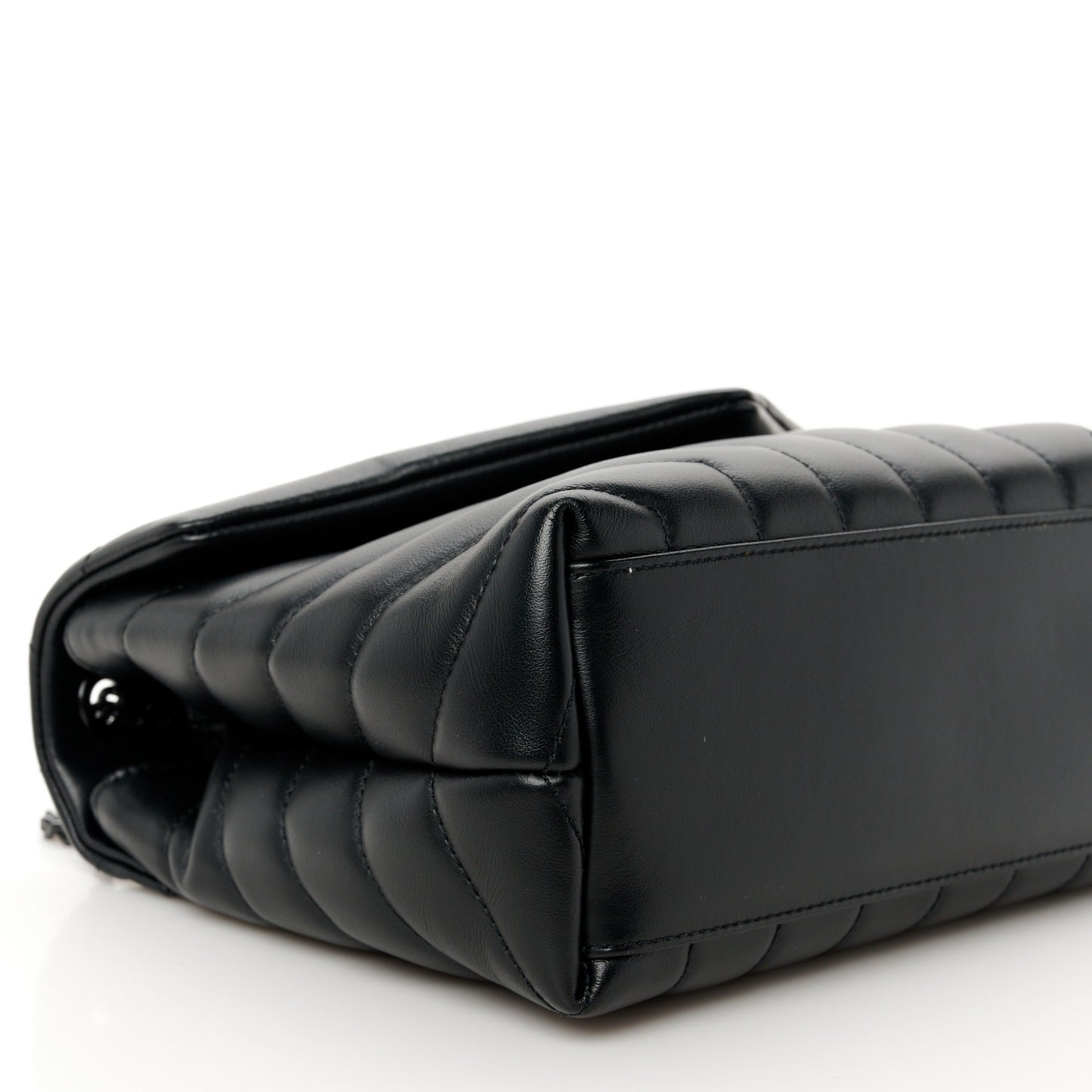 Calfskin Y Quilted Monogram Monochrome Small Loulou Chain Satchel Black