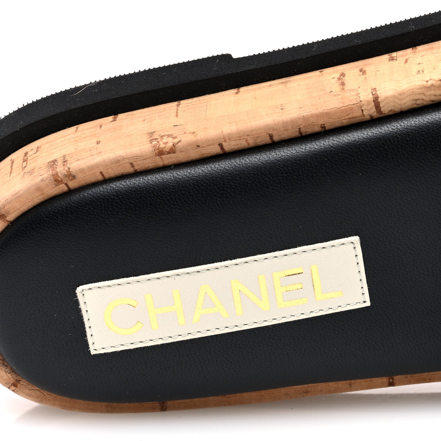 Chanel Fabric Pearl Cork CC Slip On Sandals 40 Black 7 of 7