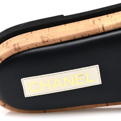 Chanel Fabric Pearl Cork CC Slip On Sandals 40 Black 7 of 7