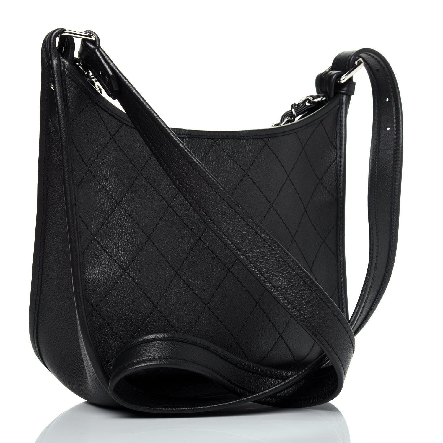 Chanel Calfskin Quilted Jungle Stroll Hobo Bag Black 4 of 16
