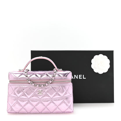 Chanel Metallic Calfskin Quilted Slim Vanity With Chain Pink 11 of 11