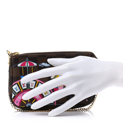 Louis Vuitton Damier Ebene 2020 Christmas Animation Big Wheel Mini Pochette Accessories Rose Ballerine 3 of 8