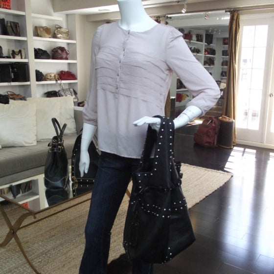 Leather Studded George V Bag Black