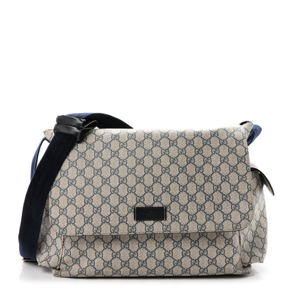 Gucci GG Supreme Monogram Selleria Calfskin Messenger Diaper Bag Navy 2 of 21