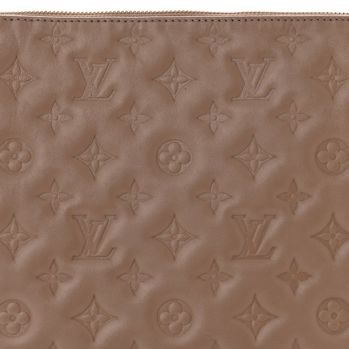Lambskin Embossed Monogram Coussin MM Taupe