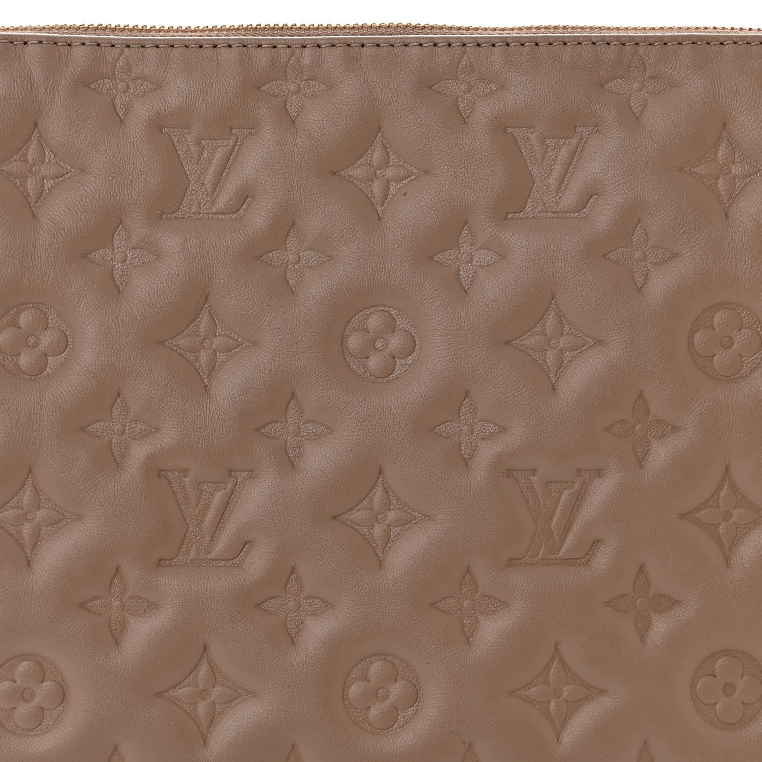 Louis Vuitton Lambskin Embossed Monogram Coussin MM Taupe 7 of 11