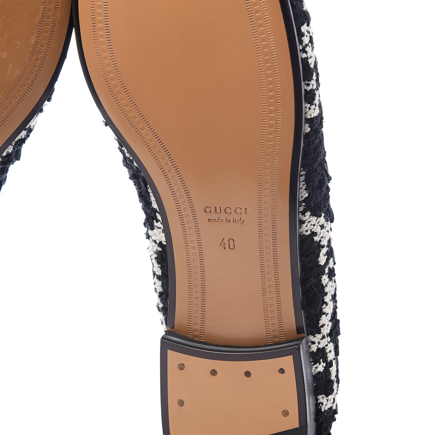 Tweed GG Monogram Horsebit Womens Jordaan Loafers 40 Black Natural
