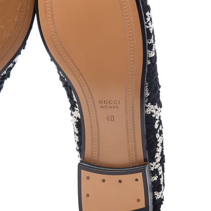 Gucci Tweed GG Monogram Horsebit Womens Jordaan Loafers 40 Black Natural 6 of 10
