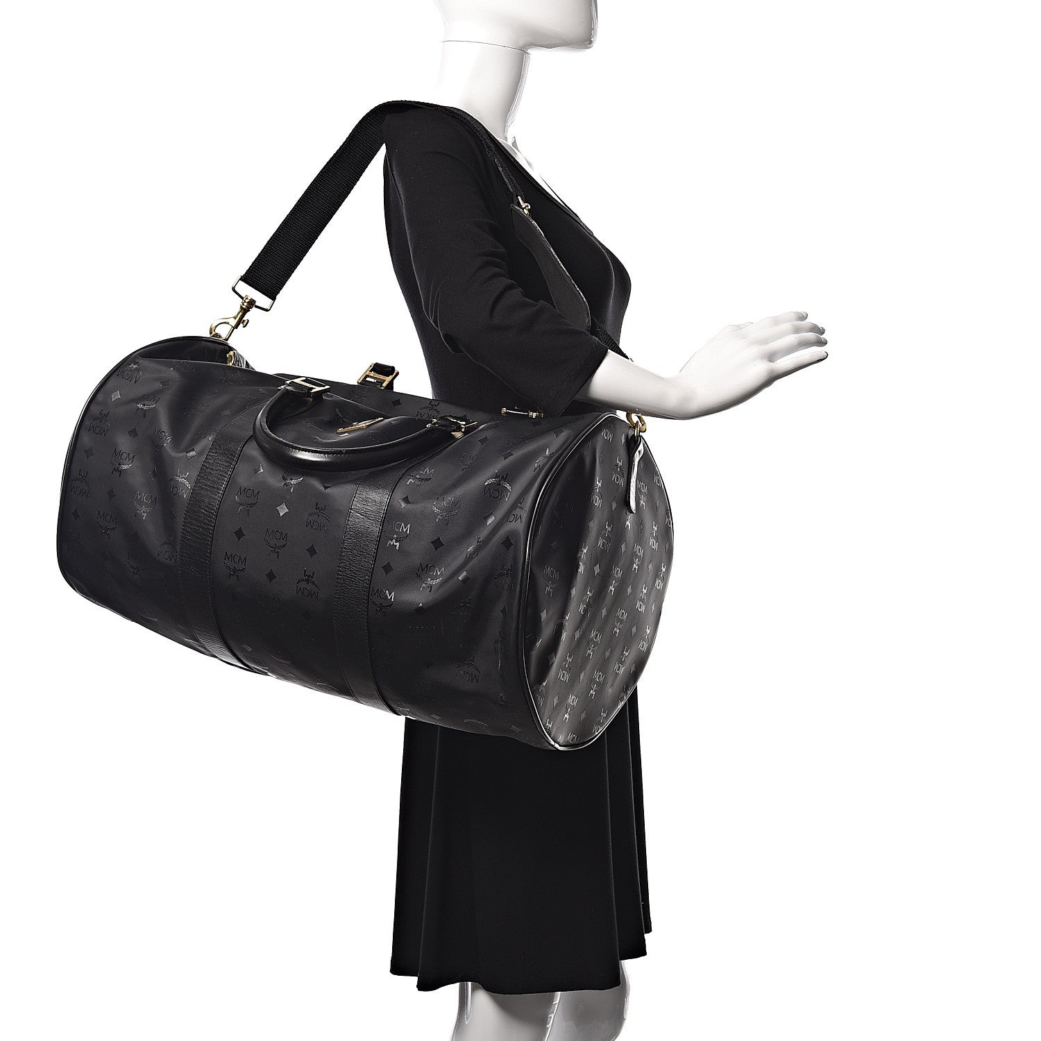 MCM Monogram Coated Canvas Weekender Black 2 of 18